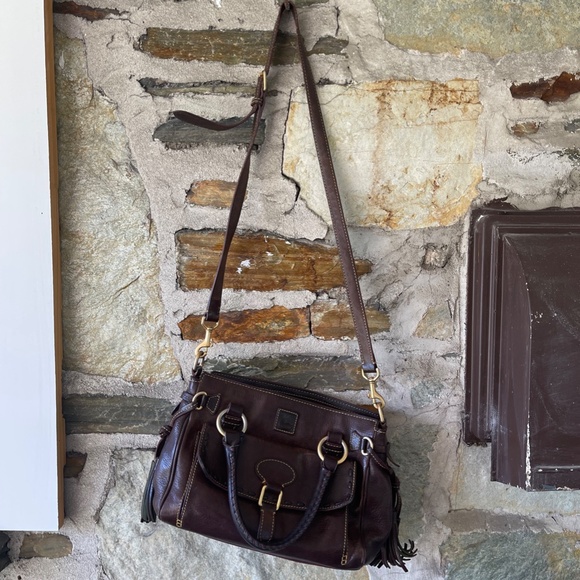 Dooney & Bourke Dark Brown Leather Florentine Tassel Handbag - Picture 12 of 13